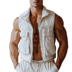 Men's Simple Solid Color Cargo Vest MTA2195C9P