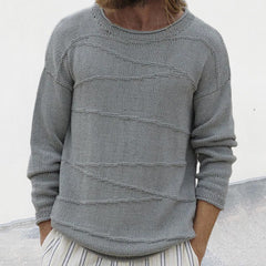 Cozy Knit Sweater With Textured Stripes For Men