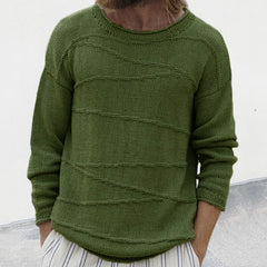 Cozy Knit Sweater With Textured Stripes For Men