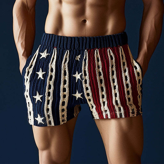 Men's Western Retro Star Embroidery Woven Casual Sports Shorts MTA0714D9P