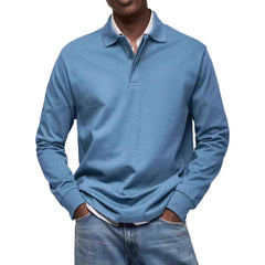 Stylish Red Long-Sleeve Polo Shirt For Men