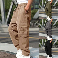Men's Cargo Pants with Adjustable Drawstring and Multiple Pockets - Perfect for Casual Wear