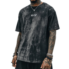 Men's Retro Casual No Cap Printed Round Neck Short Sleeve T-Shirt MTA2198C9TO