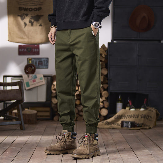 Men's Casual Tapered Cargo Pants with Adjustable Cuffs