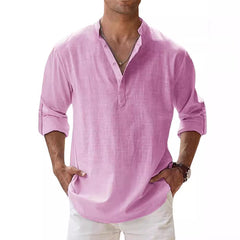Stylish Pink Henley Shirt for Men - Perfect for Casual and Semi-Formal Occasions