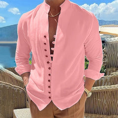 Stylish White Button-Up Shirt for Men - Perfect for Summer and Casual Outings
