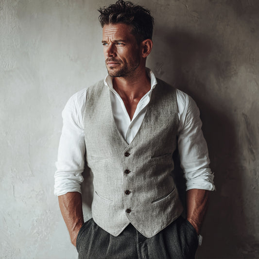 Elegant Grey Vest with White Shirt: A Classic Look for Spring and Autumn