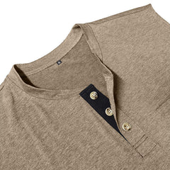 Men's Casual Cotton Blend Contrast Henley Neck Tank Top MTA2018C8X