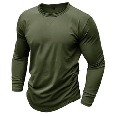 Men's Olive Green Long Sleeve T-Shirt - Stylish And Comfortable For Everyday Wear