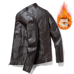 Stylish Stand-Collar Leather Jacket For Men - Perfect For Casual And Formal Wear