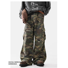 Camouflage Cargo Pants with Distressed Details for Women - Fall/Winter Fashion