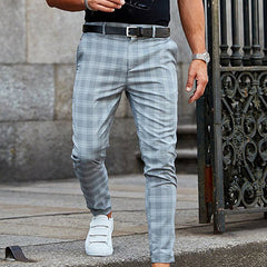 Men's Stylish Plaid Jogger Pants With Casual White Sneakers