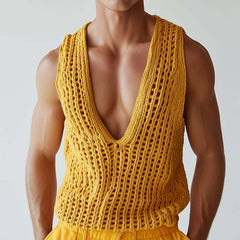 Men's Vintage Casual Solid Knit Tank Top MTA0782D7TO