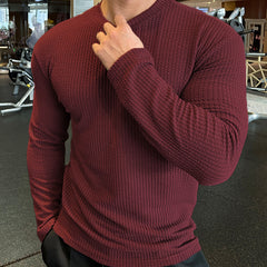 Men's Slim Fit Long Sleeve Sweater for Fitness Enthusiasts