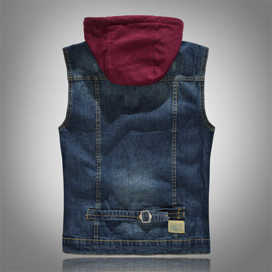 Stylish Denim Vest with Detachable Hood - Perfect for Casual and Outdoor Wear
