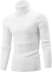 Men's High Neck Cable Knit Sweater - Stylish and Cozy Winter Essential
