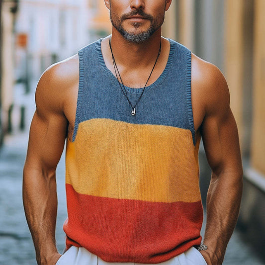 Men's Summer Fashion Colorblock Knitted Tank Top MTA0779D6U