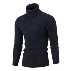 High Neck Ribbed Knit Sweater for Men - Stylish and Comfortable Winter Wear