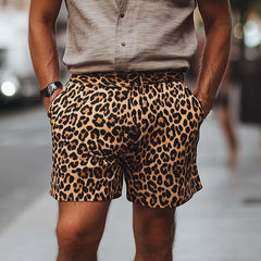 Men's Summer Retro Leopard Print Casual Short Pants MTA2215C4U