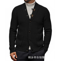 Stylish Men's V-Neck Cardigan With Unique Toggle Closure