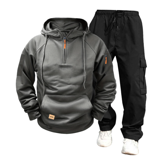 Men's Casual Solid Color Hooded Sweatshirt And Pants Set 54142080Y