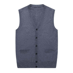 Men's Casual Solid Color Knitted Cardigan Vest 96080419X