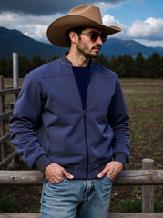 Stylish Cowboy Hat and Black Bomber Jacket Set for Outdoor Adventures