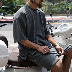 Men's Fashion Loose Short Sleeve T-shirt And Shorts Set 02514856Z