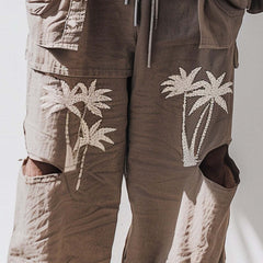 Men's Embroidered Ripped Casual Pants MTA1851C0P