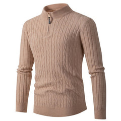 Men's Stylish Cable Knit Zip-Up Sweater For Modern Gentlemen