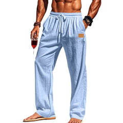 Men's Stylish White Drawstring Pants for Summer Outings