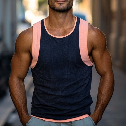 Men's Summer Basic Skin-Friendly Slim Color Matching Tank Top MTA2584C1U