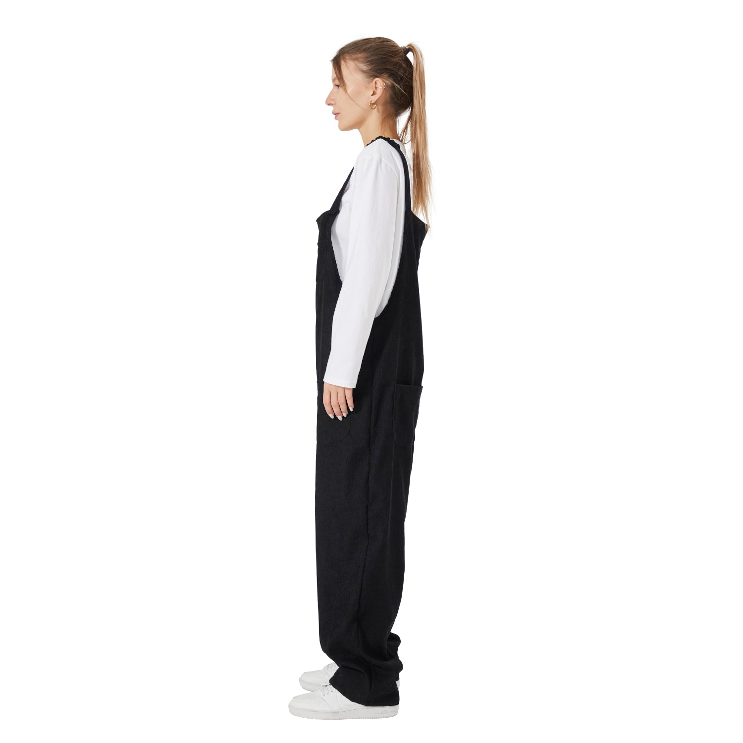 Loose Fit Corduroy Bib Overalls- Women's