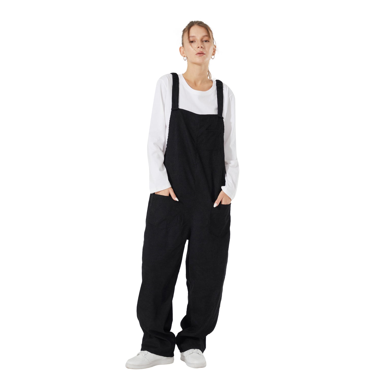 Loose Fit Corduroy Bib Overalls- Women's