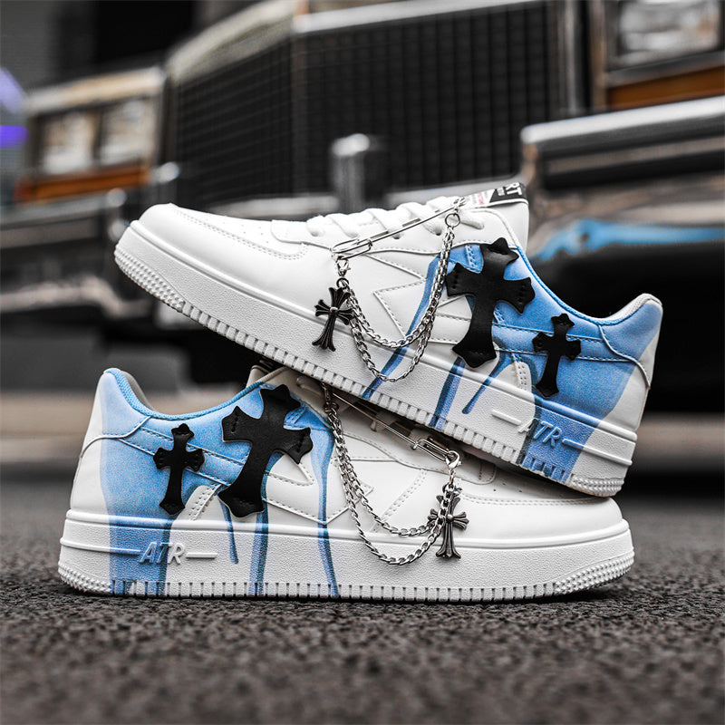 Chain Cross Appliqué Street Sneakers