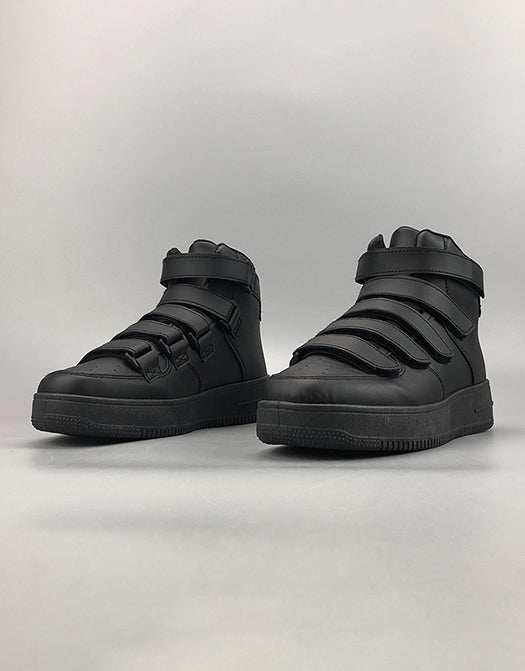 Pure Black Velcro High-top Shoes