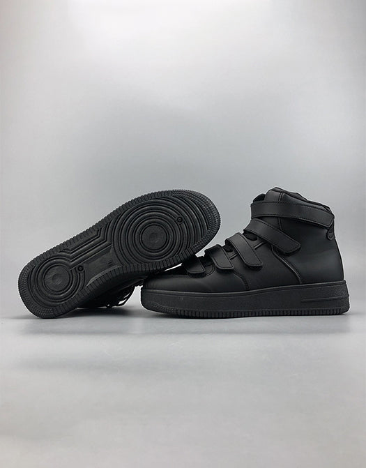 Pure Black Velcro High-top Shoes