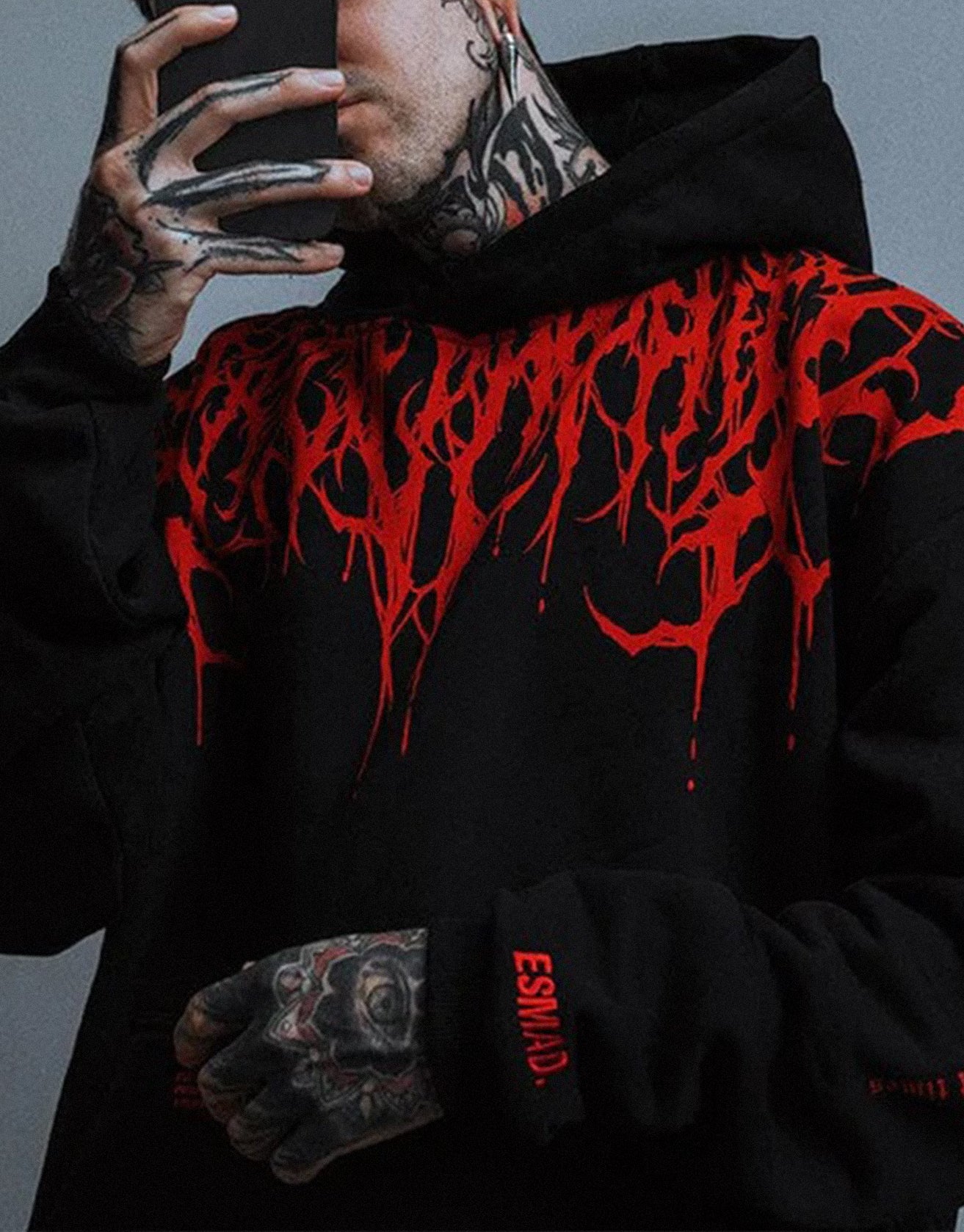 Evil Blood Oversize Large Pattern Hoodie