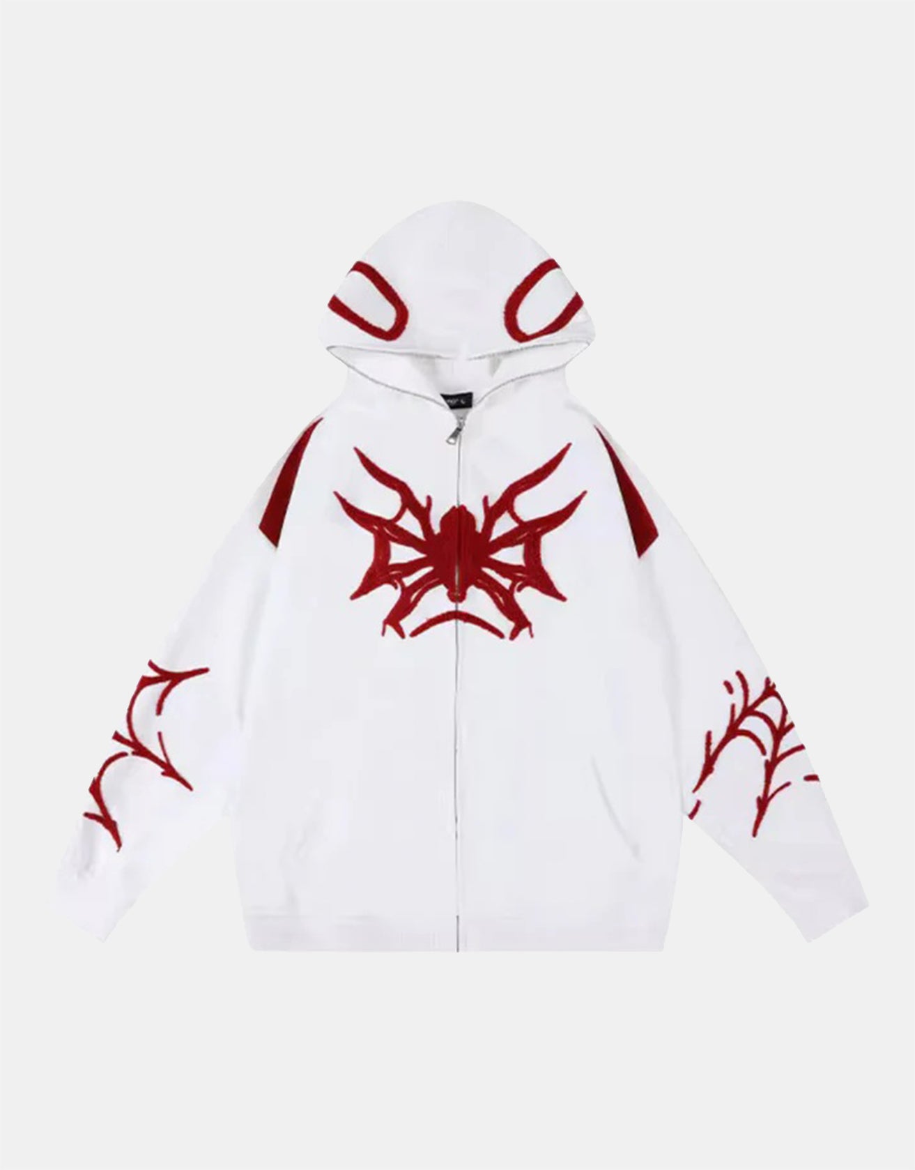 Embroidered Spider Zip Hoodie