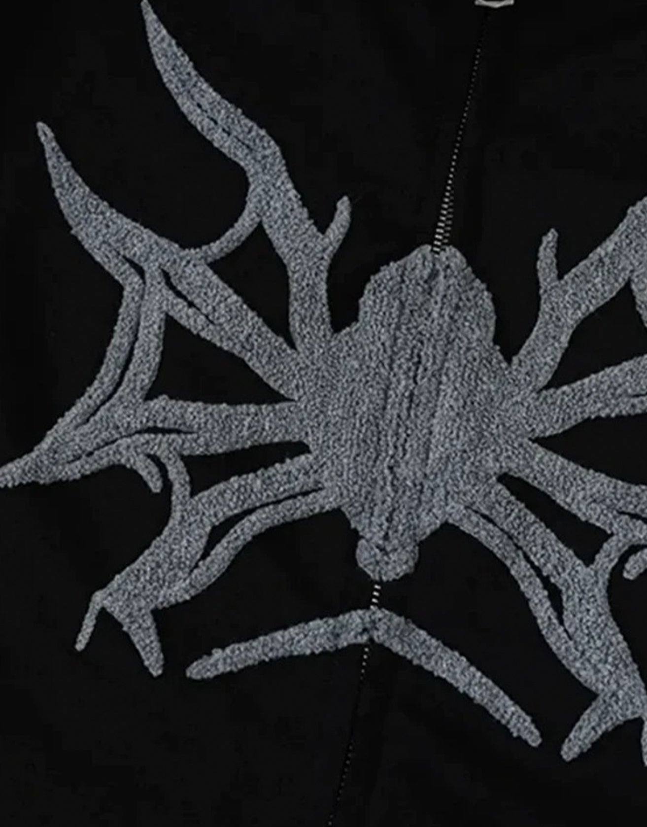Embroidered Spider Zip Hoodie