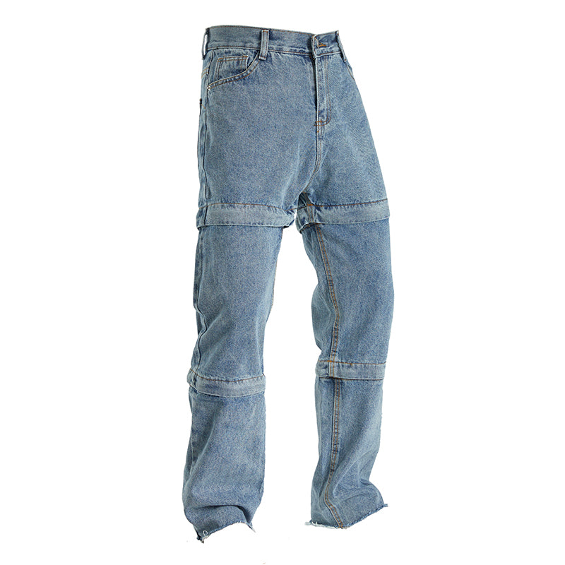 Denim Convertible Pants blue zip off -MonsterValley