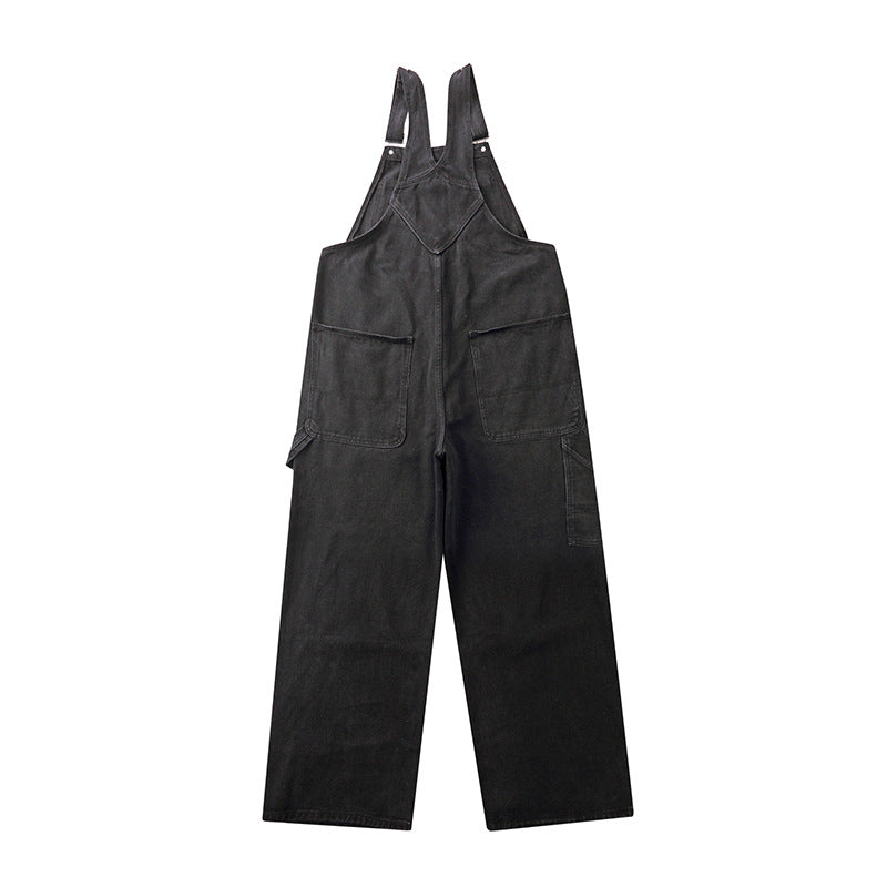 MV Men’s Bib Pants, New Retro Loose Tooling One-piece Denim Overalls - MonsterValley