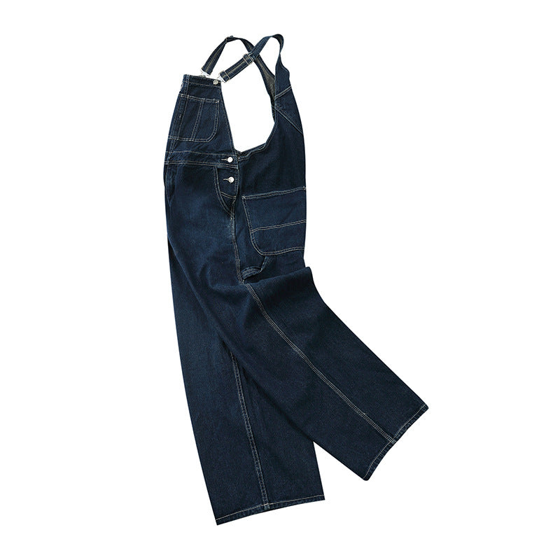 MV Men’s Bib Pants, New Retro Loose Tooling One-piece Denim Overalls - MonsterValley