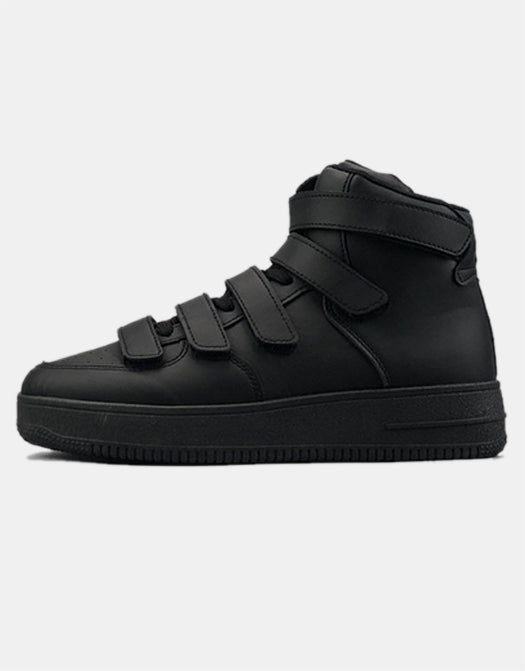Pure Black Velcro High-top Shoes