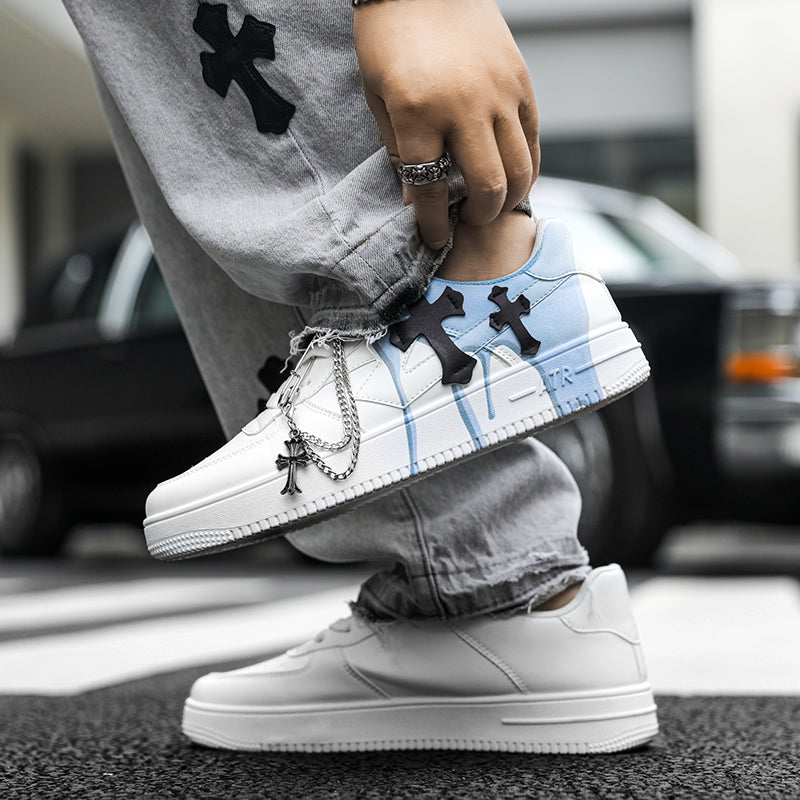 Chain Cross Appliqué Street Sneakers