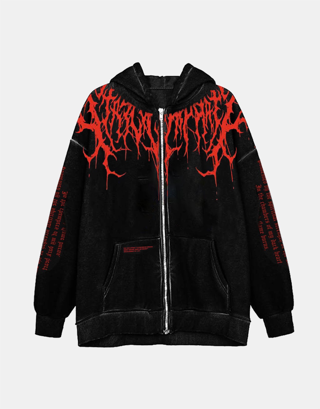 Demon's Blood Gothic Lettering Zip Hoodie