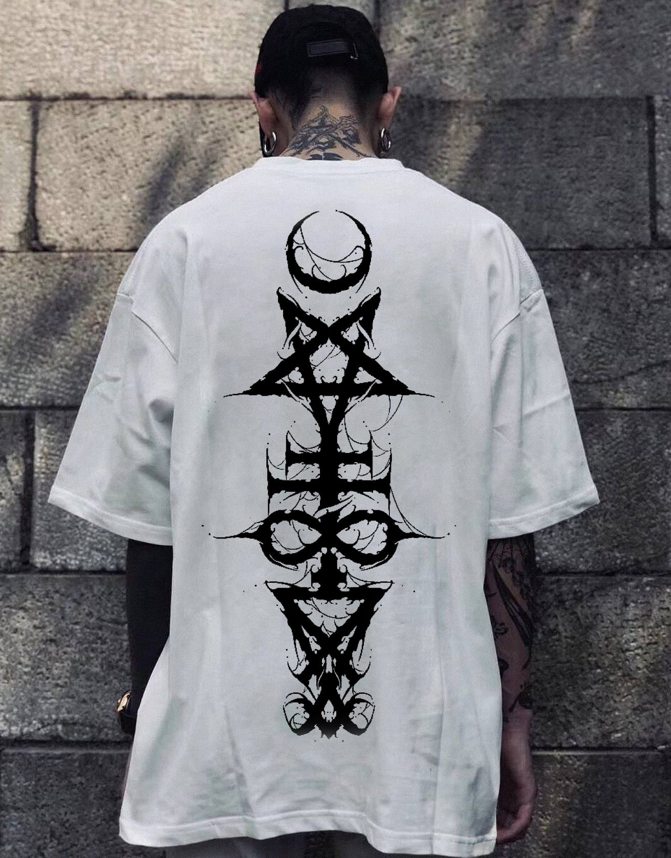 Satan Spell Totem Wizard Print T-shirt