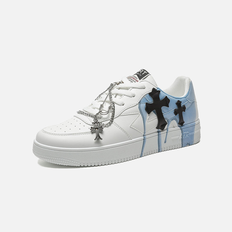 Chain Cross Appliqué Street Sneakers