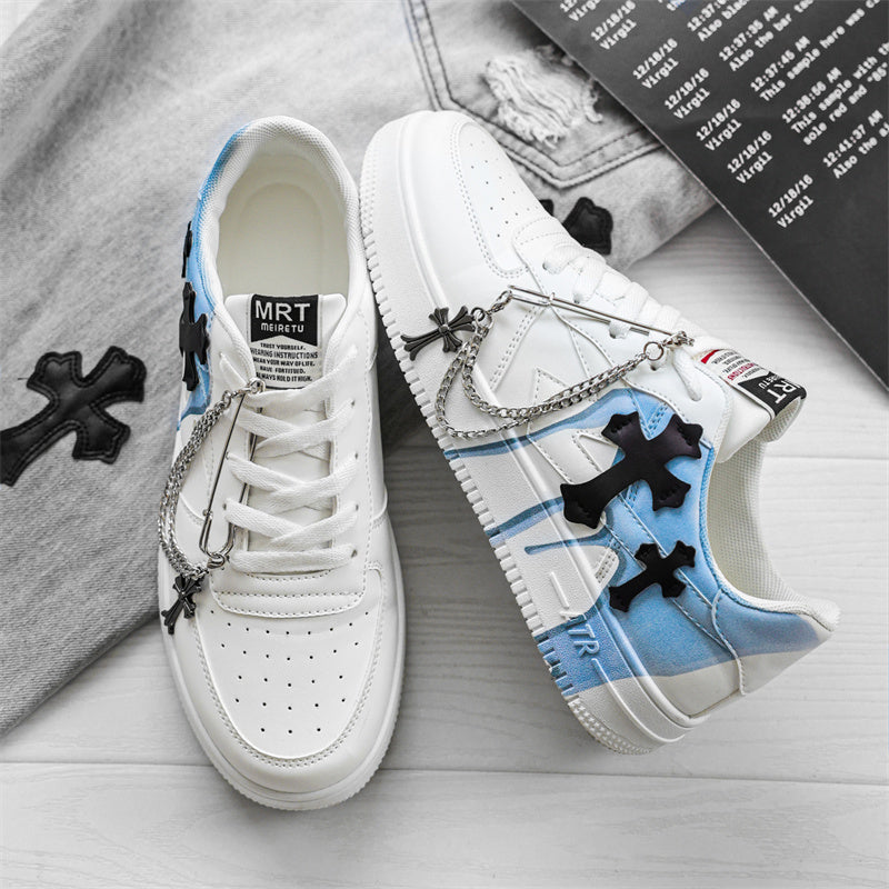 Chain Cross Appliqué Street Sneakers